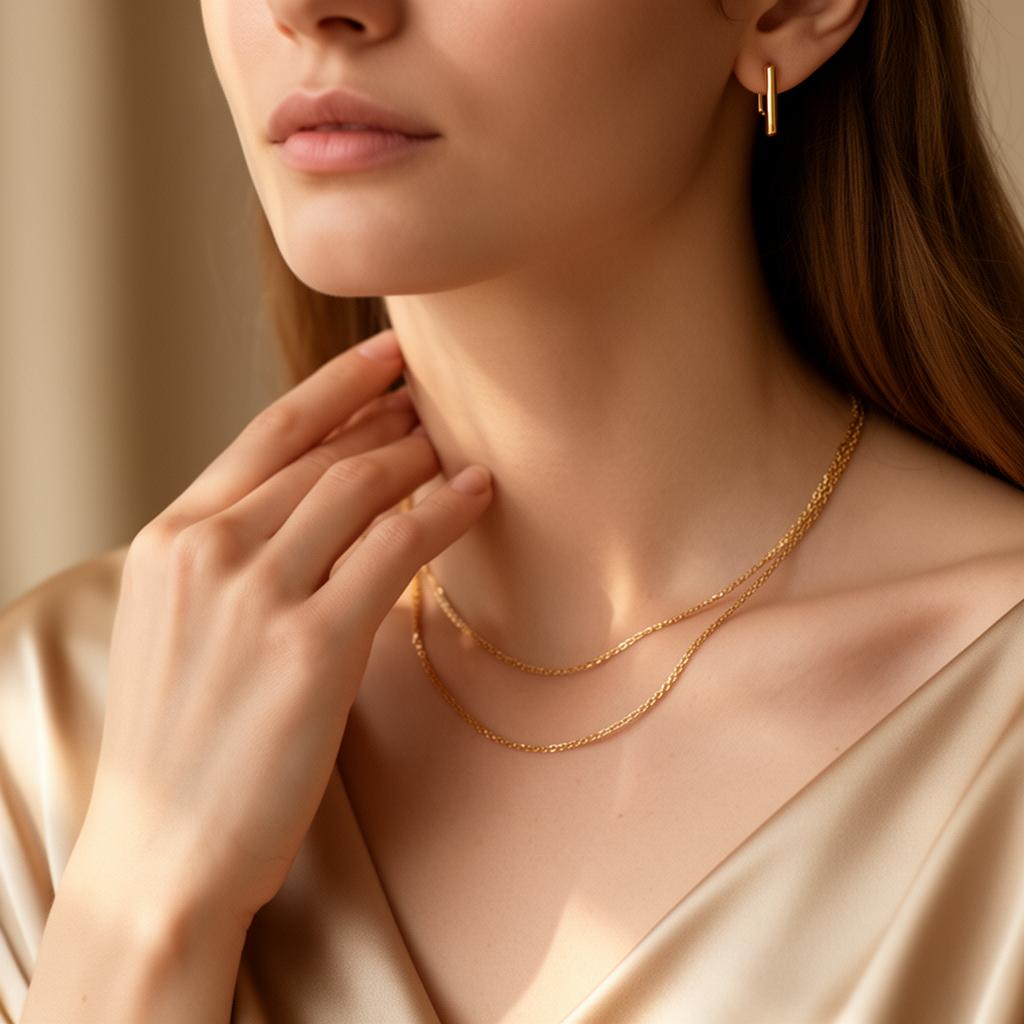 Mulher usando semijoias Elóra